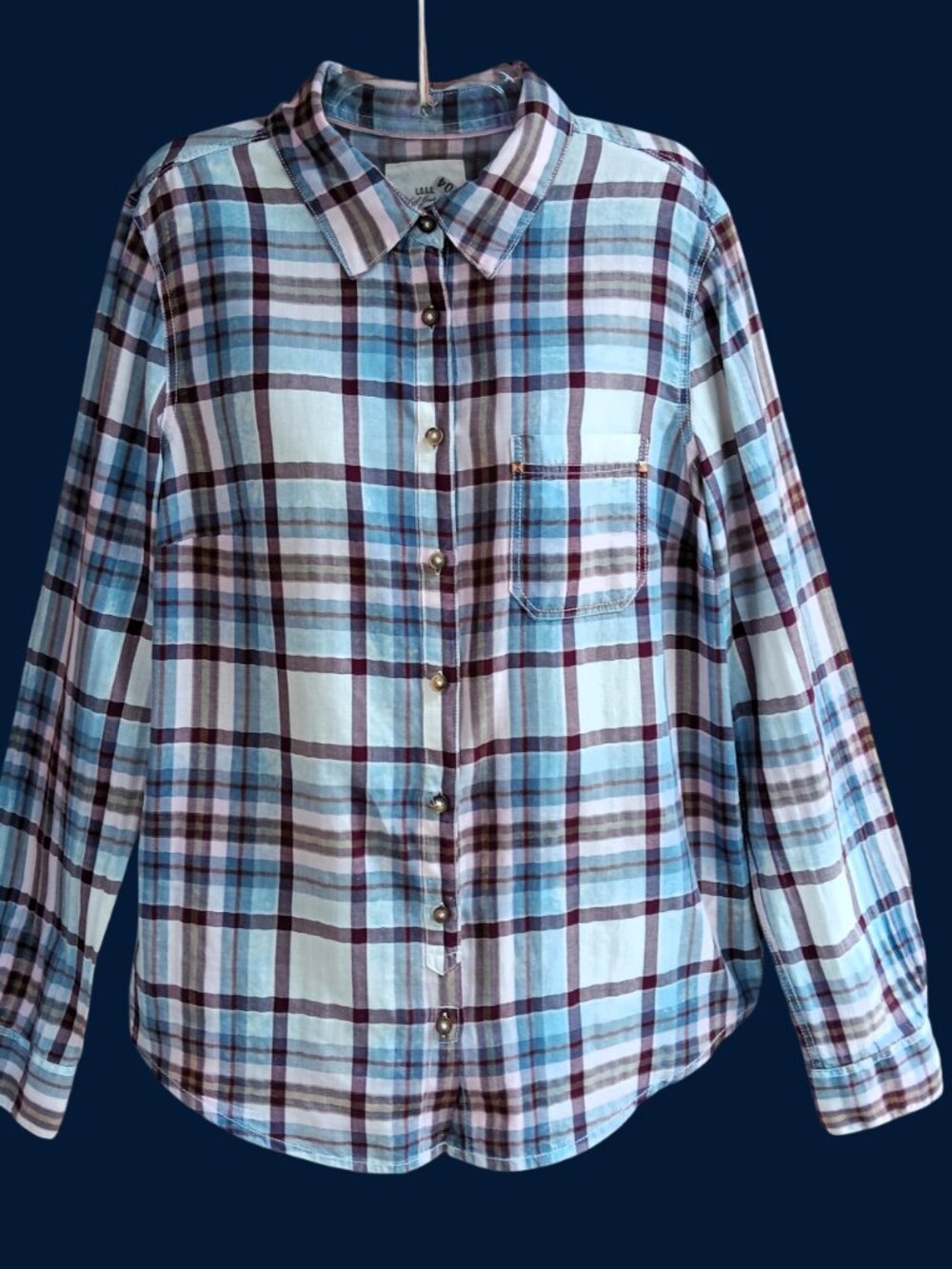 L.O.G.G. H&M Womens Button Up Boyfriend Shirts Long Sleeves Plaid Cotton Size 12